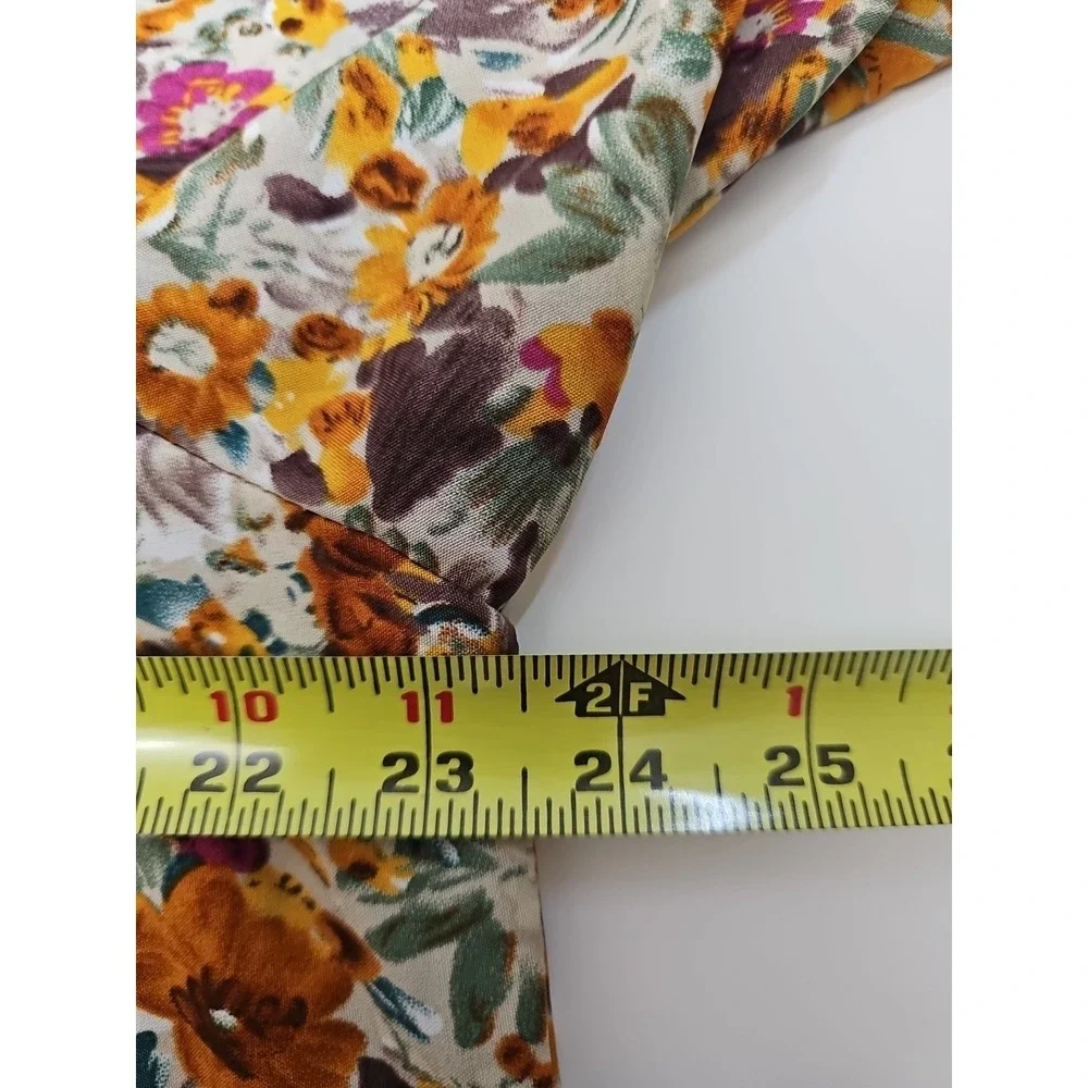 Lady Floral Blouse Long Sleeve Loose Boho Cottagecore Hippie Gypsy Swing Size XL - Picture 10 of 13